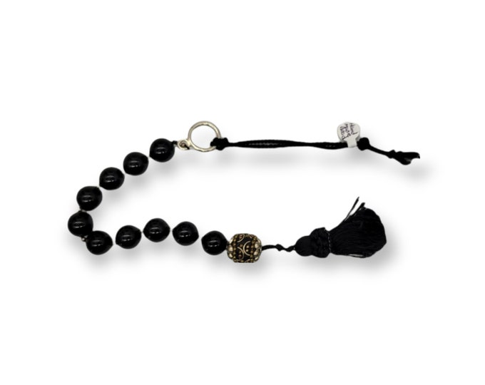 Black Onyx Chaplet Paternoster Rosary with Handmade Bead & Tassel