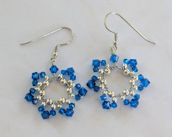 September Birthday Flower Earrings - Sapphire Blue Swarovski Crystals