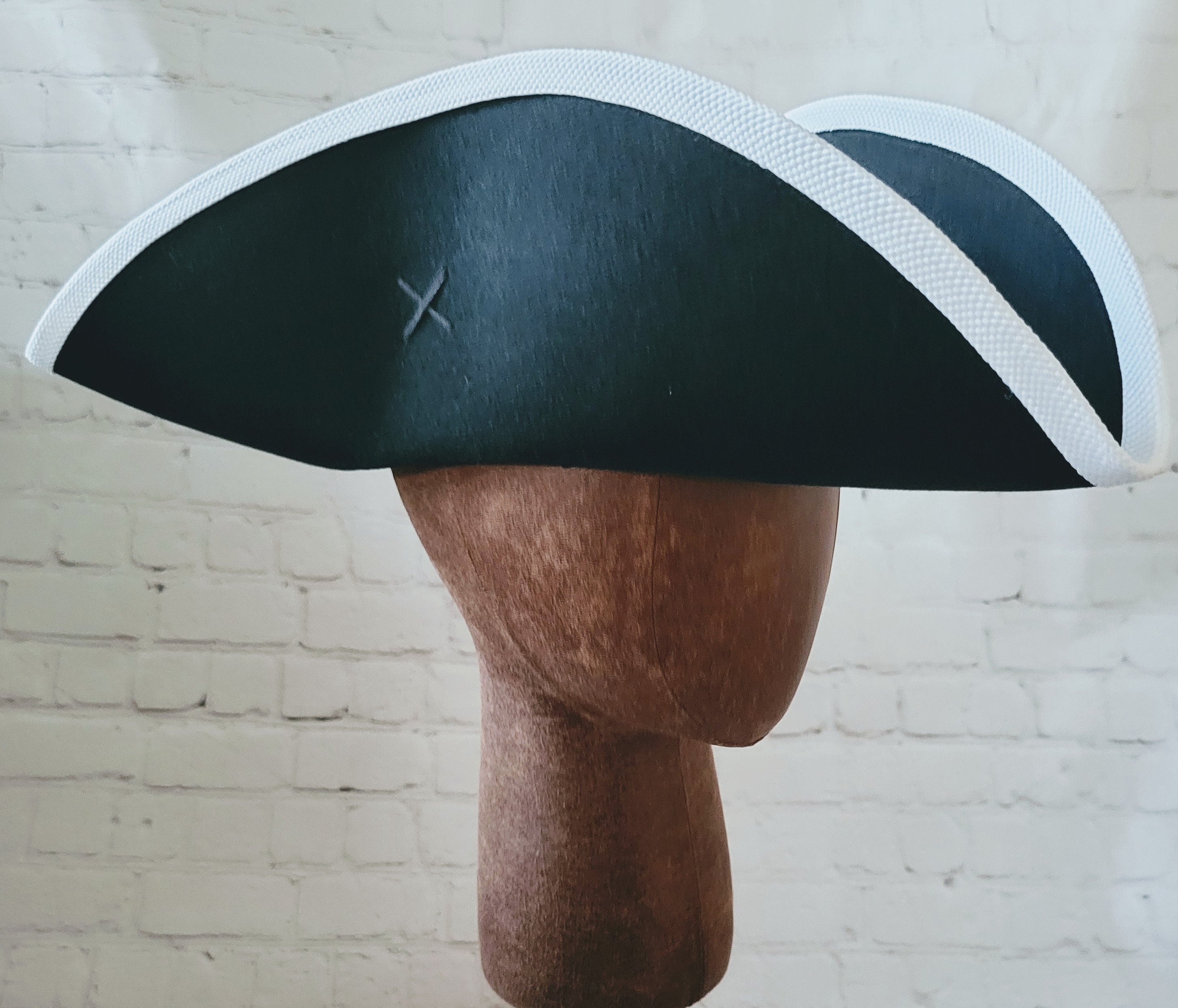 Edge Trimmed Tricorn Carolean Felt Hat Colonial Tricorne Etsy