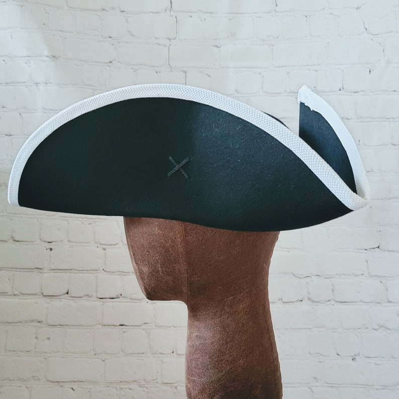 Edge Trimmed Tricorn Carolean Felt Hat Colonial Tricorne | Etsy