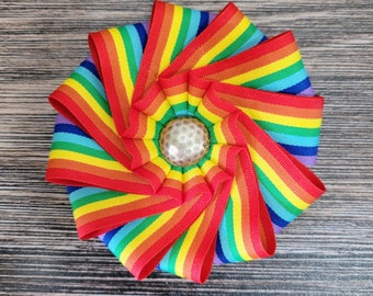 Rainbow Cockade for Hats or Clothing - Rosette  - LGBTQ Pride Ribbon