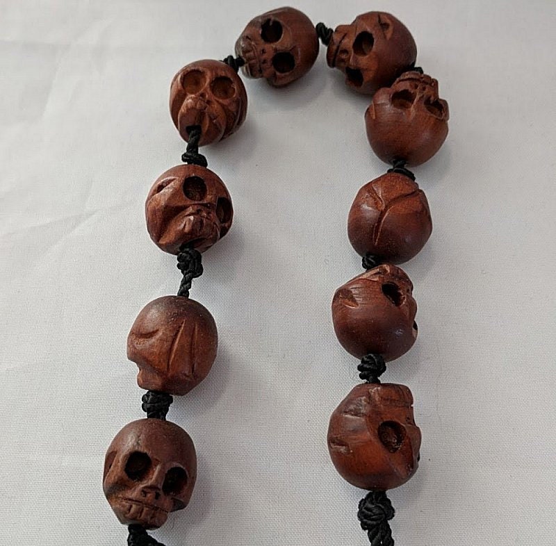 All Wooden Skulls! Paternoster Prayer Beads - Memento Mori