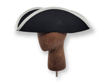 Edge Trimmed Tricorn - Carolean Felt Hat - Colonial Tricorne