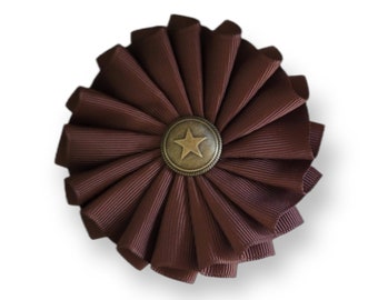 Brown Soldier's Pleated Cockade - Revolutionary - Colonial America - Hanover England