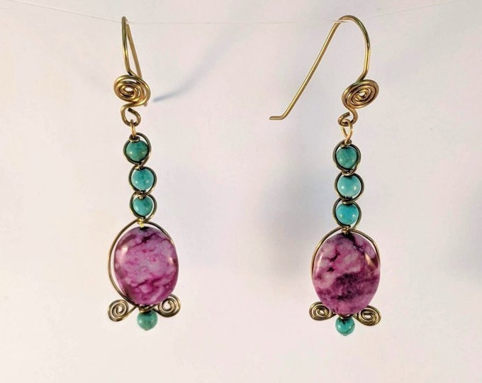 Turquoise & Sugilite Earrings -Healing - Love - Speak Truth