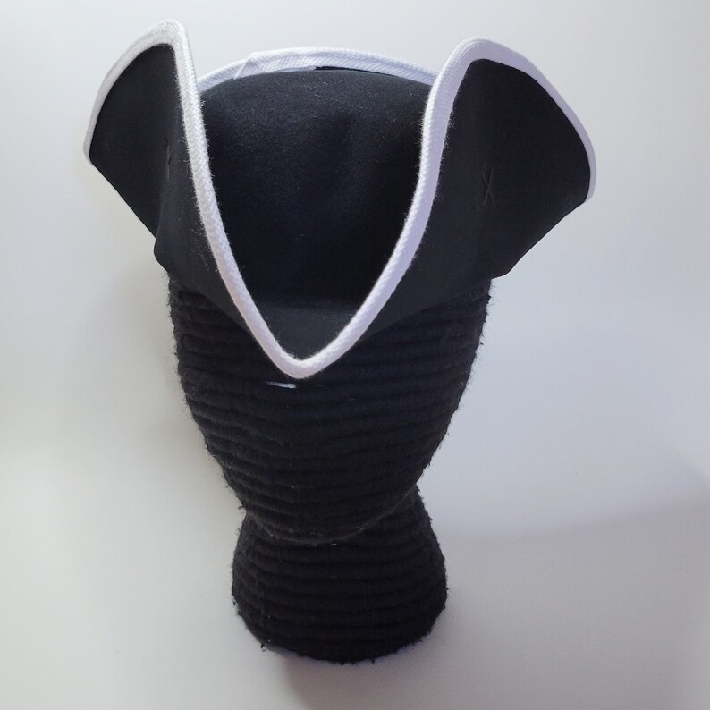 Edge Trimmed Tricorn Carolean Felt Hat Colonial Tricorne