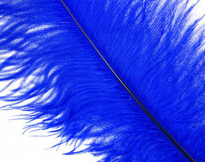 New Color - Royal Blue Medium Ostrich Drab Feather - Dyed Plume