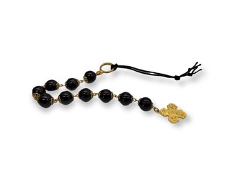 Four Way Cross on Black Onyx Chaplet - Renaissance Paternoster Rosary