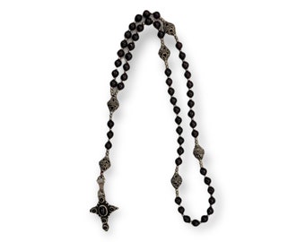 Rosary Garnet and Sterling Silver - 16th c. Standard - Modern Style