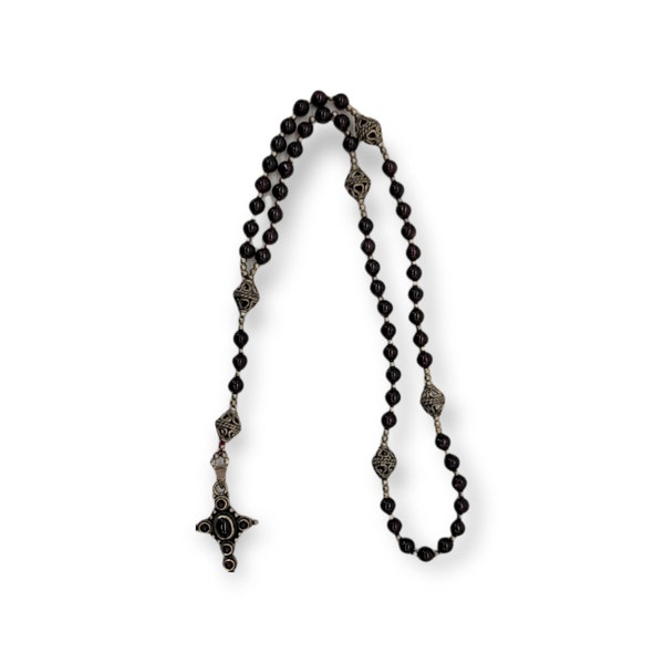 Rosary Garnet and Sterling Silver - 16th c. Standard - Modern Style