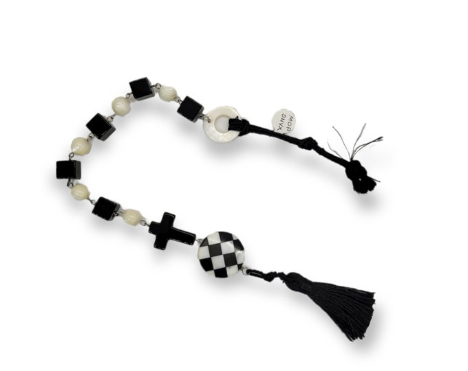 SCA Checky - Black & White MOP Onyx Rosary #3 - Tenner - Paternoster