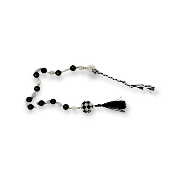 SCA Checky - Black Onyx & White MOP Rosary #2 - Chaplet - Paternoster