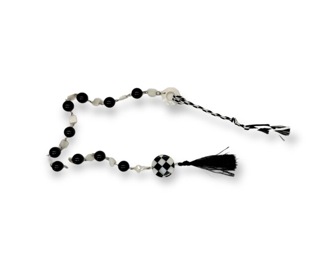 SCA Checky - Black Onyx & White MOP Rosary #2 - Chaplet - Paternoster