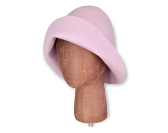 Lavender Purple Wool Felt Hat - Gothic Bell - Renaissance Hood - Bucket SCA - 15th c.