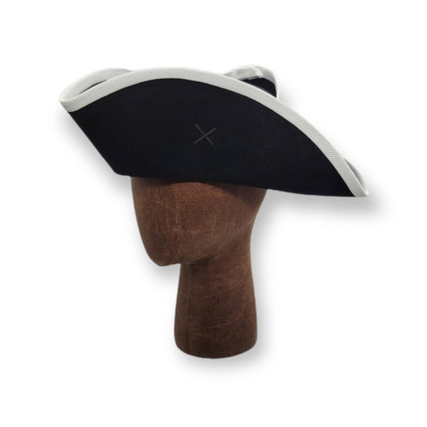 Tricorne militaire Yorktown - Bordure blanche - Chapeau en feutre de la Révolution américaine