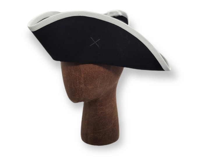 Yorktown Military Tricorn - White Edging - American Revolutionary Felt Hat