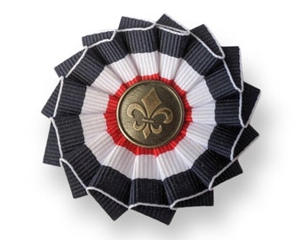 Fleur de Lis French Cockade for Tricorn - Pleated - Blue, White and Red