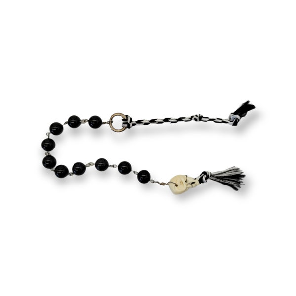 Bone Skull Onyx Tenner Chaplet - Paternoster - Memento Mori Rosary