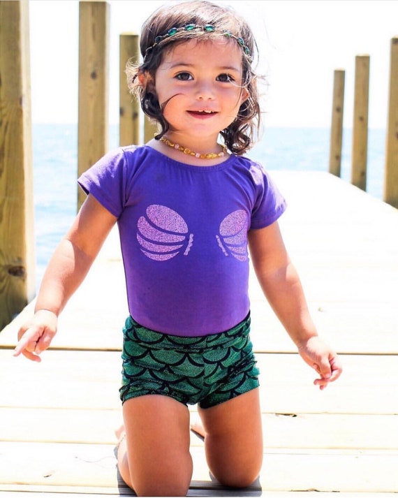 LacedWithLoveShop Little Mermaid Shorts - Mermaid Shorties- Fish Scale Shorts- Mermaid Tail- Mermaid Fin- Mermaid Party- Baby bummies- Toddler Shorts - Kids