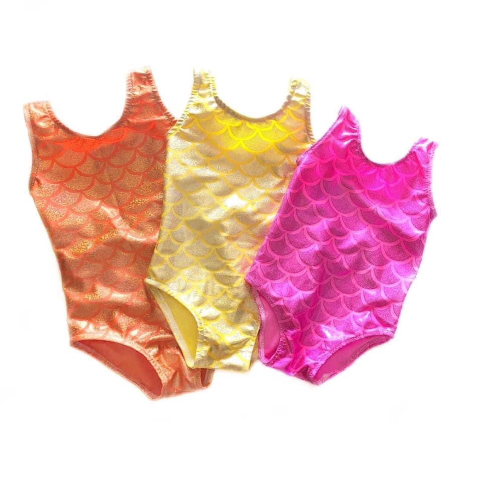 Girls metallic leotards mermaid swim leotards ready to ship Etsy