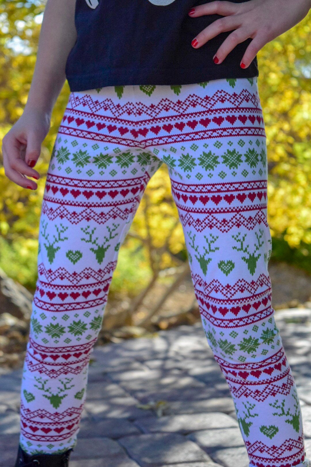 Christmas Leggings Fairisle Leggings Christmas Sweater Etsy