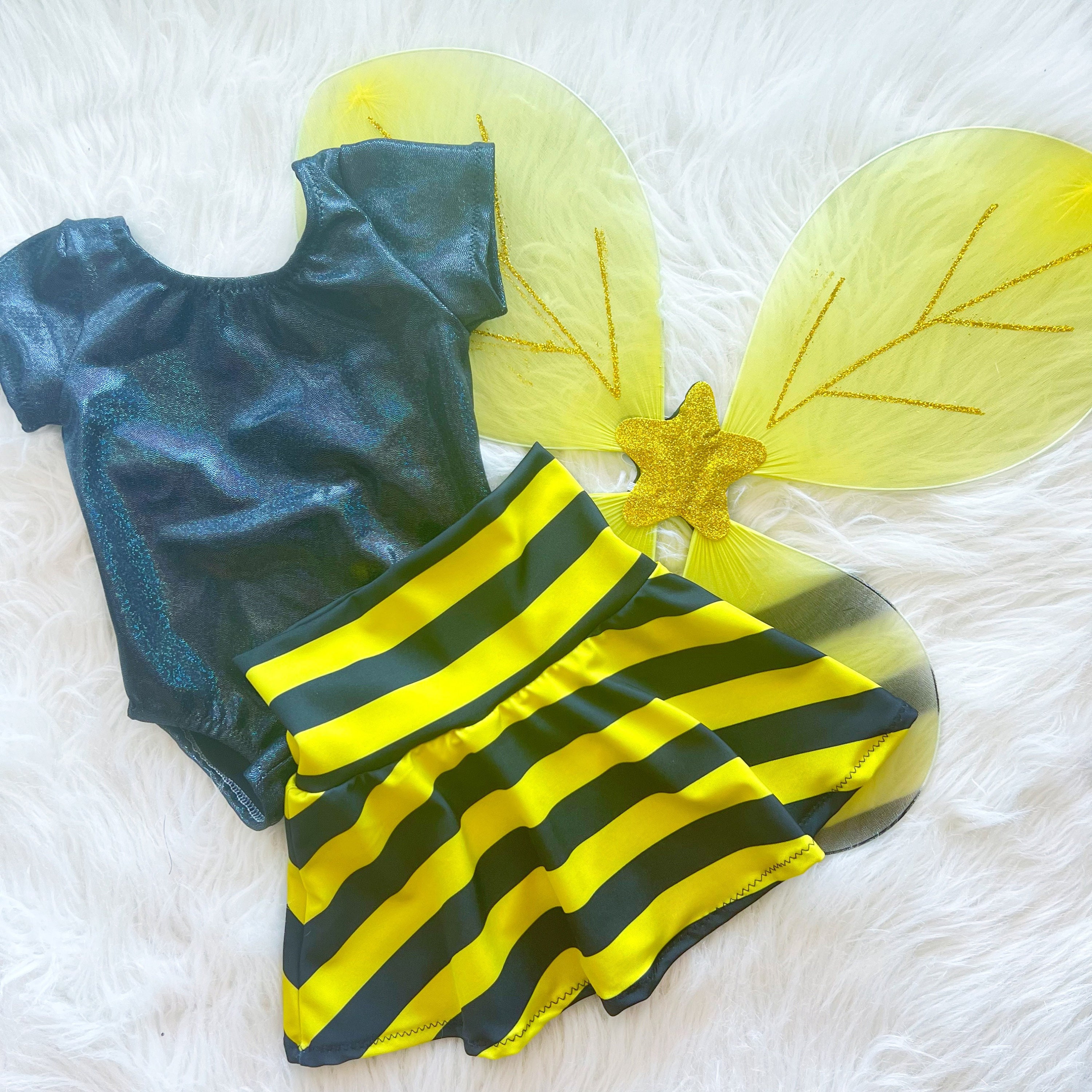 Bumble bee skirt- bumblebee costume skater skirt- baby toddler girls- black and yellow striped circle skirt- SKIRT ONLY
