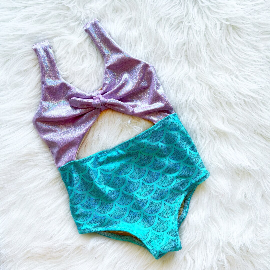 Little Mermaid Swimsuit Toddler Girls Tween One Piece Etsy