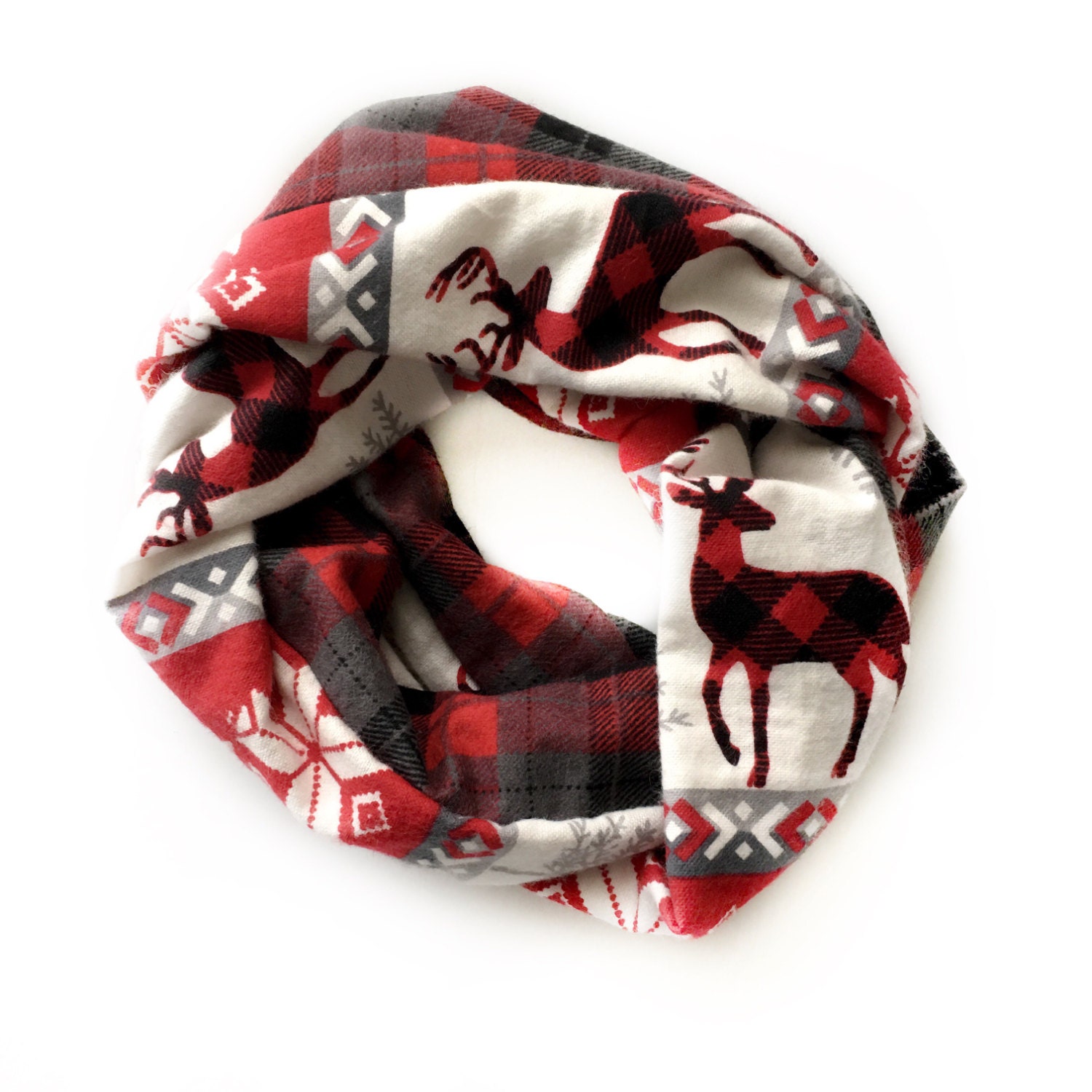 Christmas Red and Green Plaid Flannel Baby Toddler Infinity Scarf 