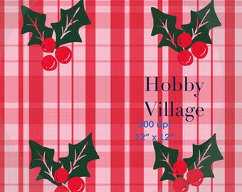 Christmas Red Plaid Pattern Striped Seamless Pattern Digital Paper