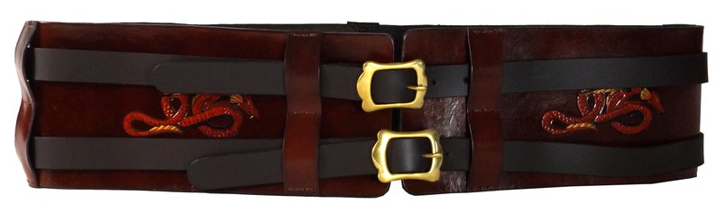 LARP Dragon Motifs Wide Leather Hero Double Belt Made to Order