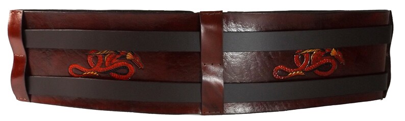 LARP Dragon Motifs Wide Leather Hero Double Belt Made to Order