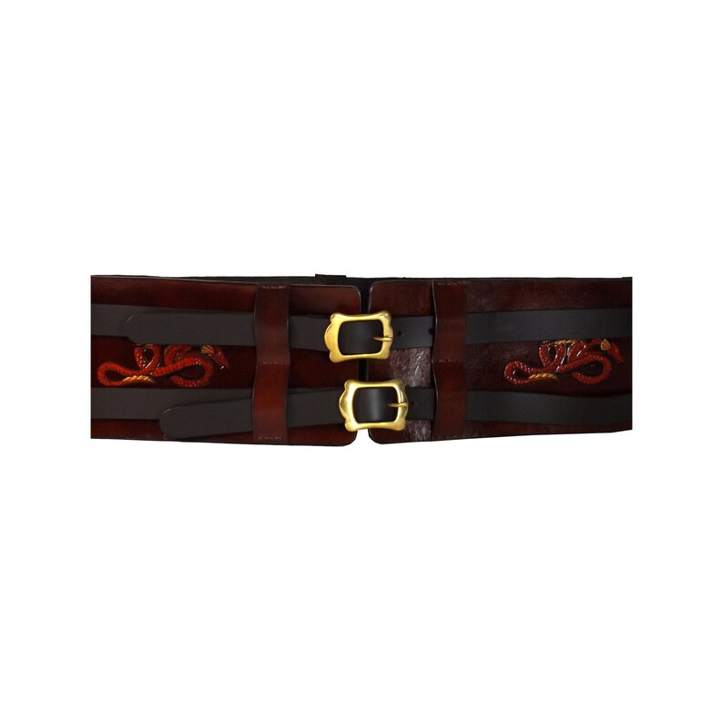 LARP Dragon Motifs Wide Leather Hero Double Belt Made to Order