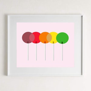 Kids Candy Art, Kids Lollipop Art, Kids Candy Wall Decor, Dessert Kids Art Print, Rainbow Nursery Art, Rainbow Kids Wall Decor, Lollipop Art