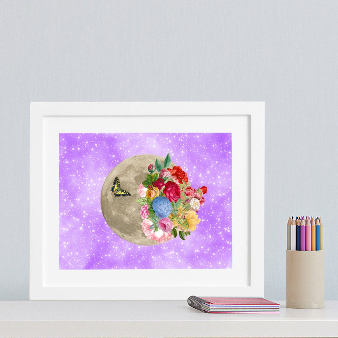 KIDS WALL ART, Space Art, Flower Art, Butterfly Art, Moon Art, Kids