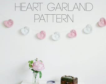 Patrón Guirnalda de Corazón • Guirnalda de San Valentín • Patrón de crochet