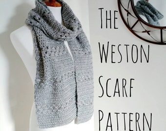 Crochet Scarf Pattern • Crochet Scarf • Pattern The Weston Scarf Pattern