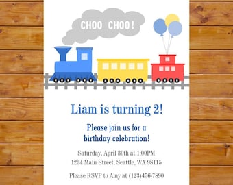 Invitación de tren - Invitación de cumpleaños de tren - Fiesta de cumpleaños de niño - Archivo digital imprimible, personalizado y