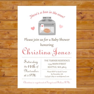 Bun in the Oven Baby Shower Invitation - Gender Neutral Baby Shower Invite - Printable, Custom, Digital File