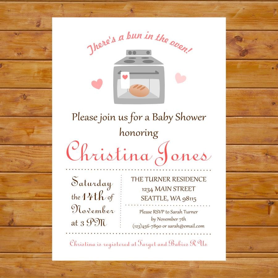 Bun in the Oven Baby Shower Invitation Gender Neutral Baby - Etsy