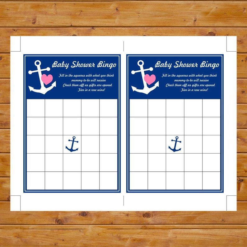 Nautical Baby Shower Bingo Cards Nautical Baby Shower Game Etsy