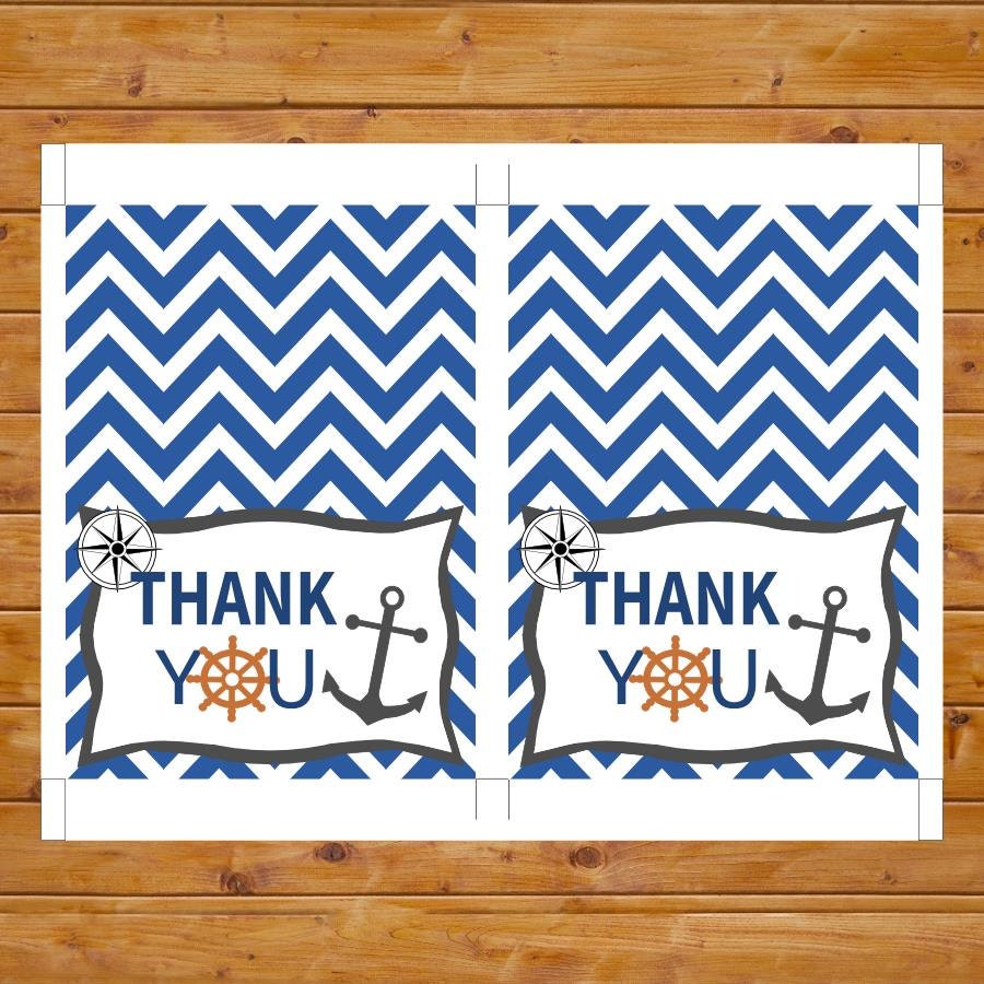 Nautical Thank You Card Nautical Baby Shower Nautical Etsy