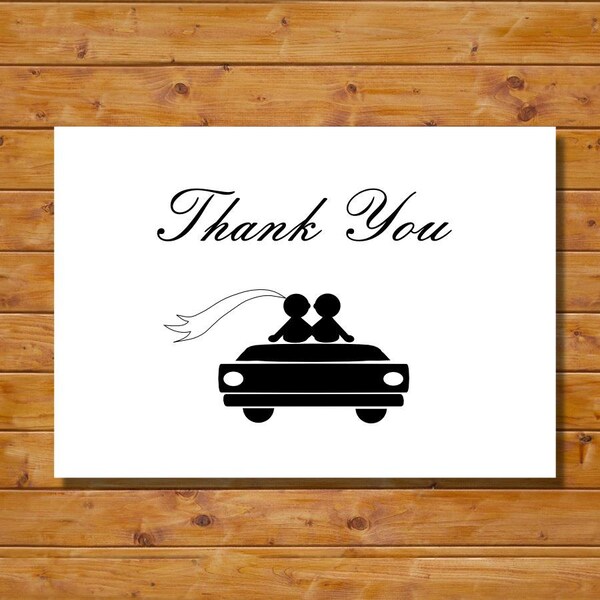 Wedding Thank You Card - Wedding Getaway Car - Foldable, Digital File, Printable, Instant Download