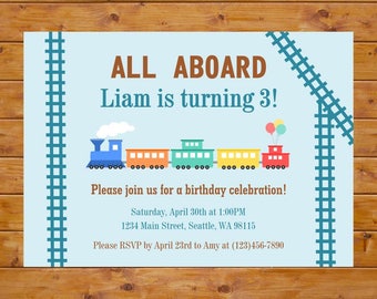 Invitación de cumpleaños de tren - Invitación de tren - Fiesta de cumpleaños de niño - Archivo digital imprimible, personalizado y