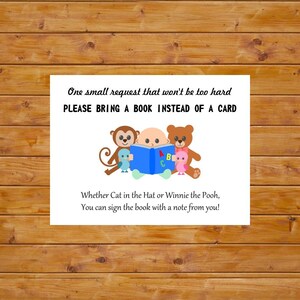 Apportez un livre encart pour baby shower - Apportez un livre au lieu d&#39;une carte - Carte de demande de livre, téléchargement immédiat, numérique, imprimable