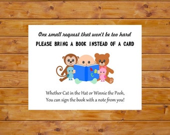 Inserto per baby shower Bring a Book - Porta un libro invece di una cartolina - Cartolina di richiesta di libri, download immediato, digitale, stampabile