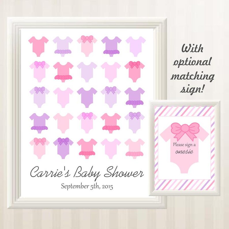 Baby Girl Onesie Baby Shower Guest Book Alternative with Sign Etsy