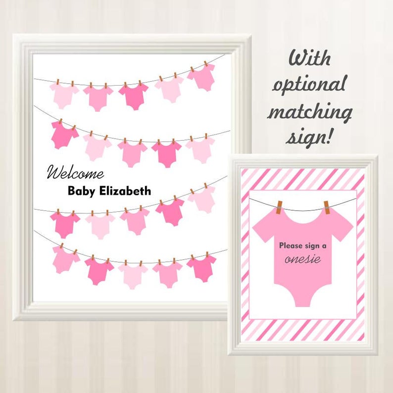 Onesie Clothesline Baby Shower Guest Book Alternative Girl Baby Shower Guest Book Printable