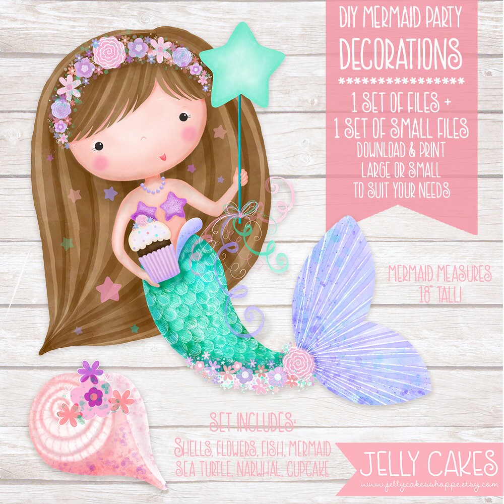 Printable Mermaid Decorations Mermaid Birthday Party Mermaid Etsy