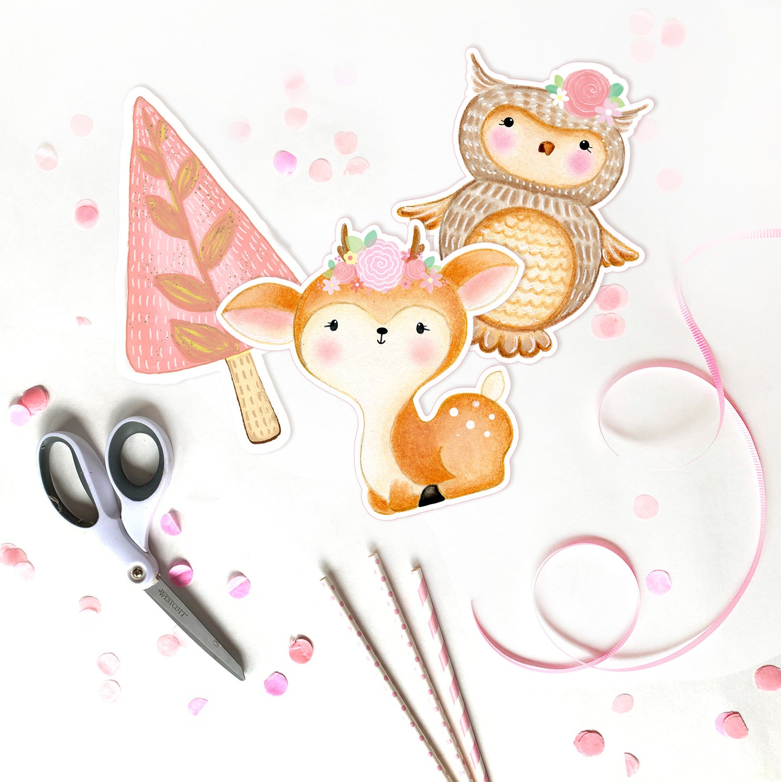 Printable Woodland Animal Cake Toppers Woodland Baby Shower Etsy