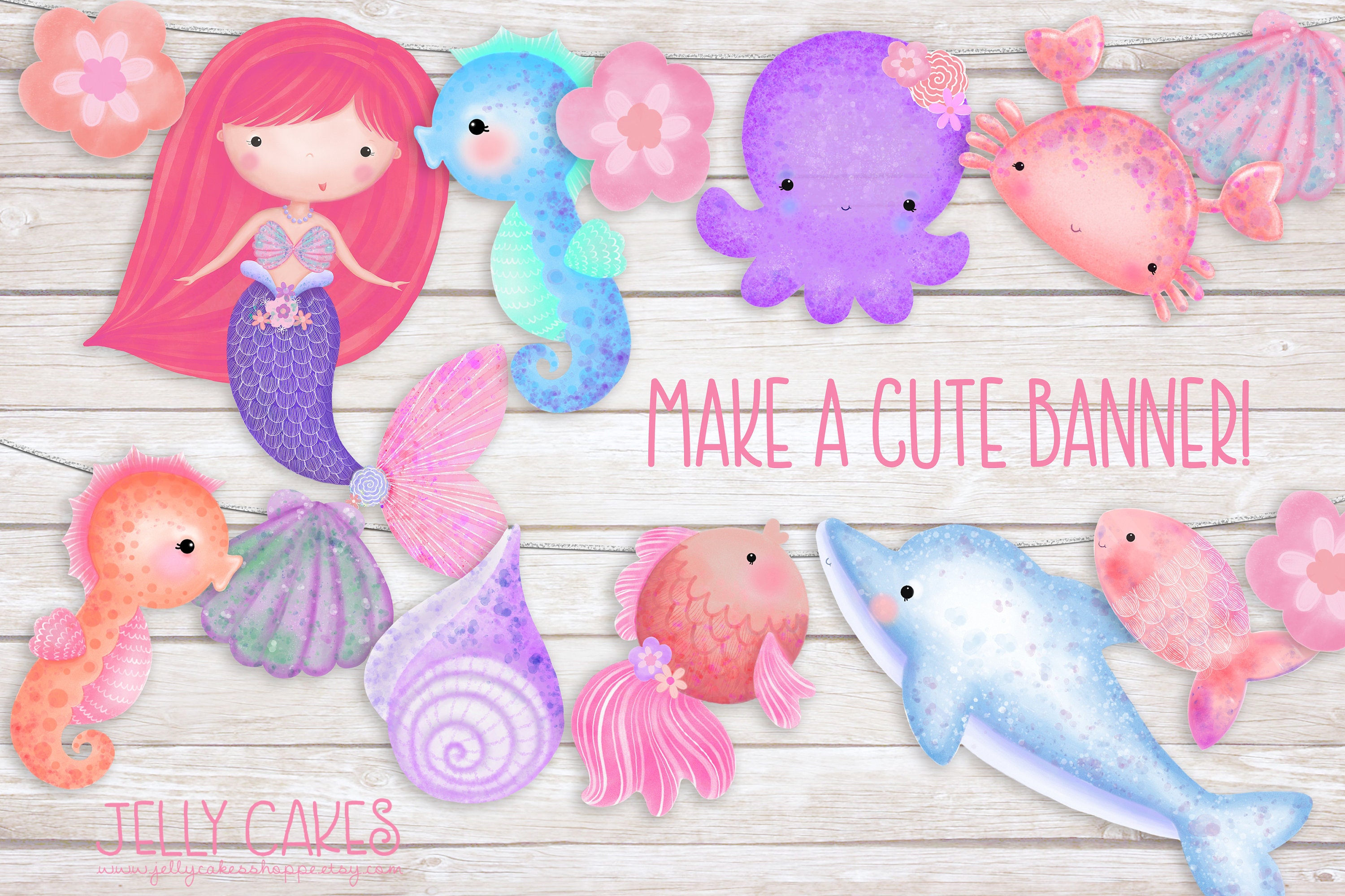 Printable Mermaid Decorations Mermaid Birthday Party Under Etsy